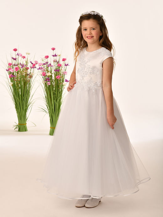 SALE COMMUNION DRESS Savannah Raye By Sweetie Pie Girls White Communion Dress:-Quinn