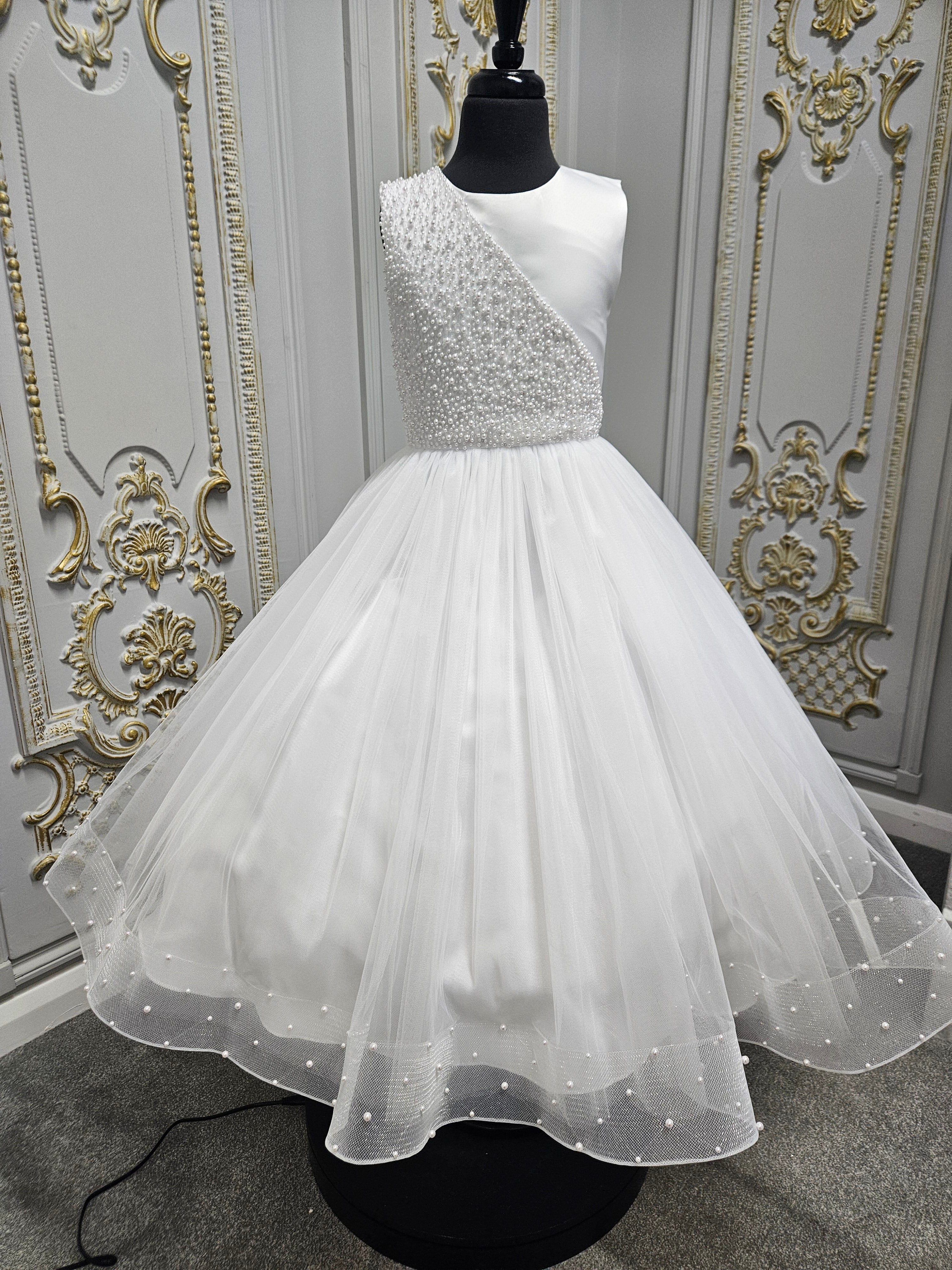 Rosa Bella By Sweetie Pie Girls White Communion Dress:- RB687