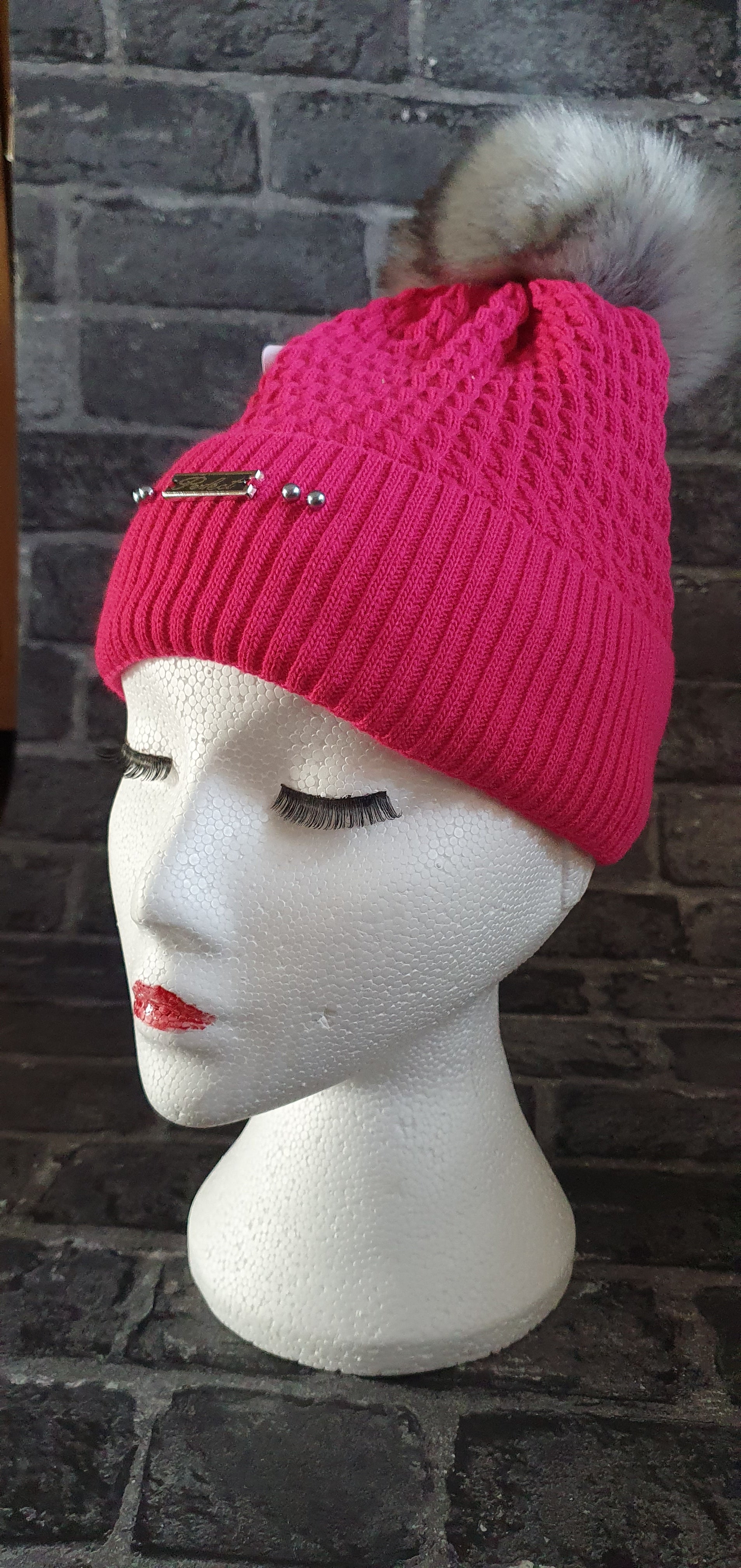 SALE Fuschia Pink POM POM Hat