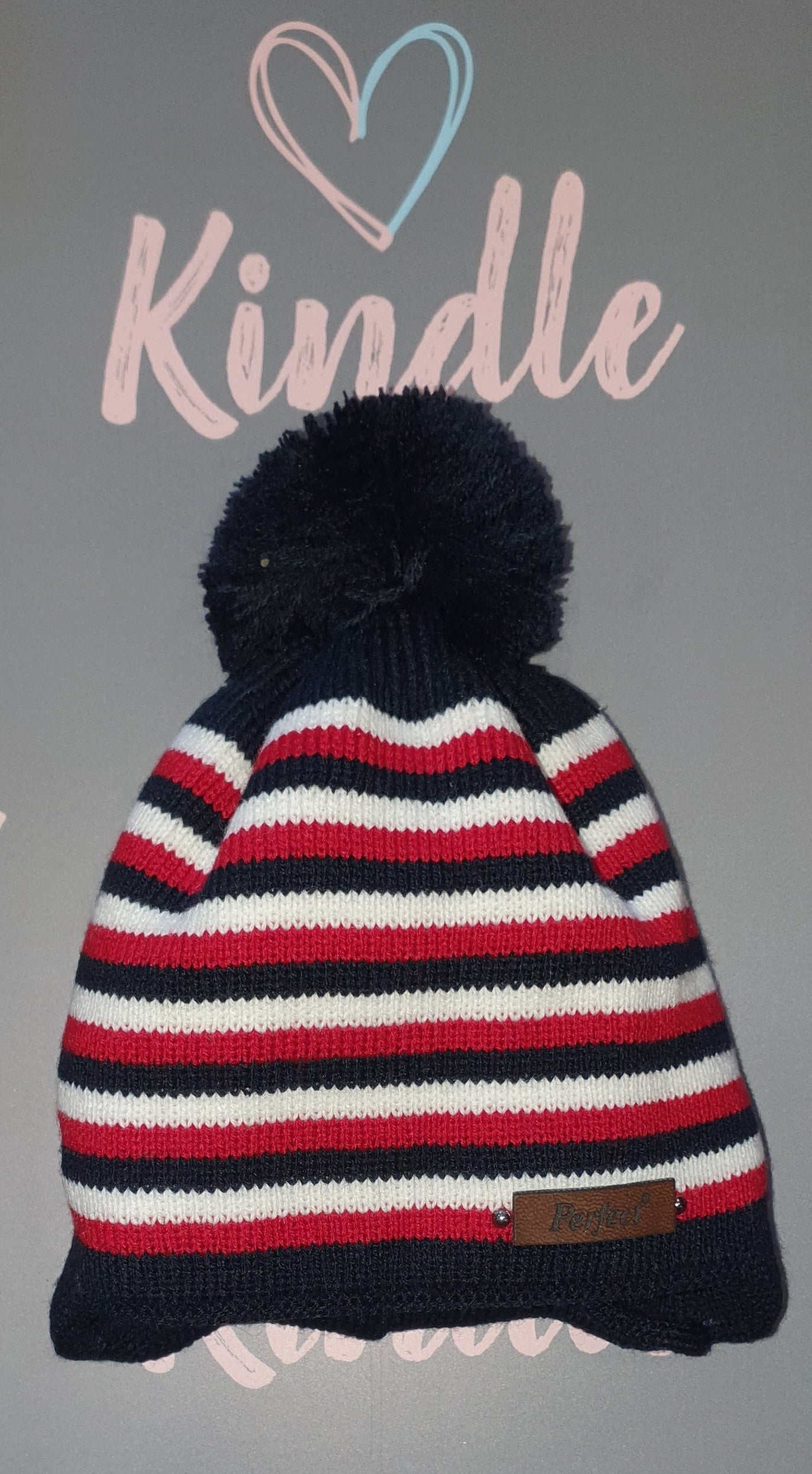 SALE Baby Boys Red Stripe Pom Pom Hat