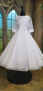 SALE COMMUNION DRESS Isabella Girls White Communion Dress:- IS22142 AGE 9