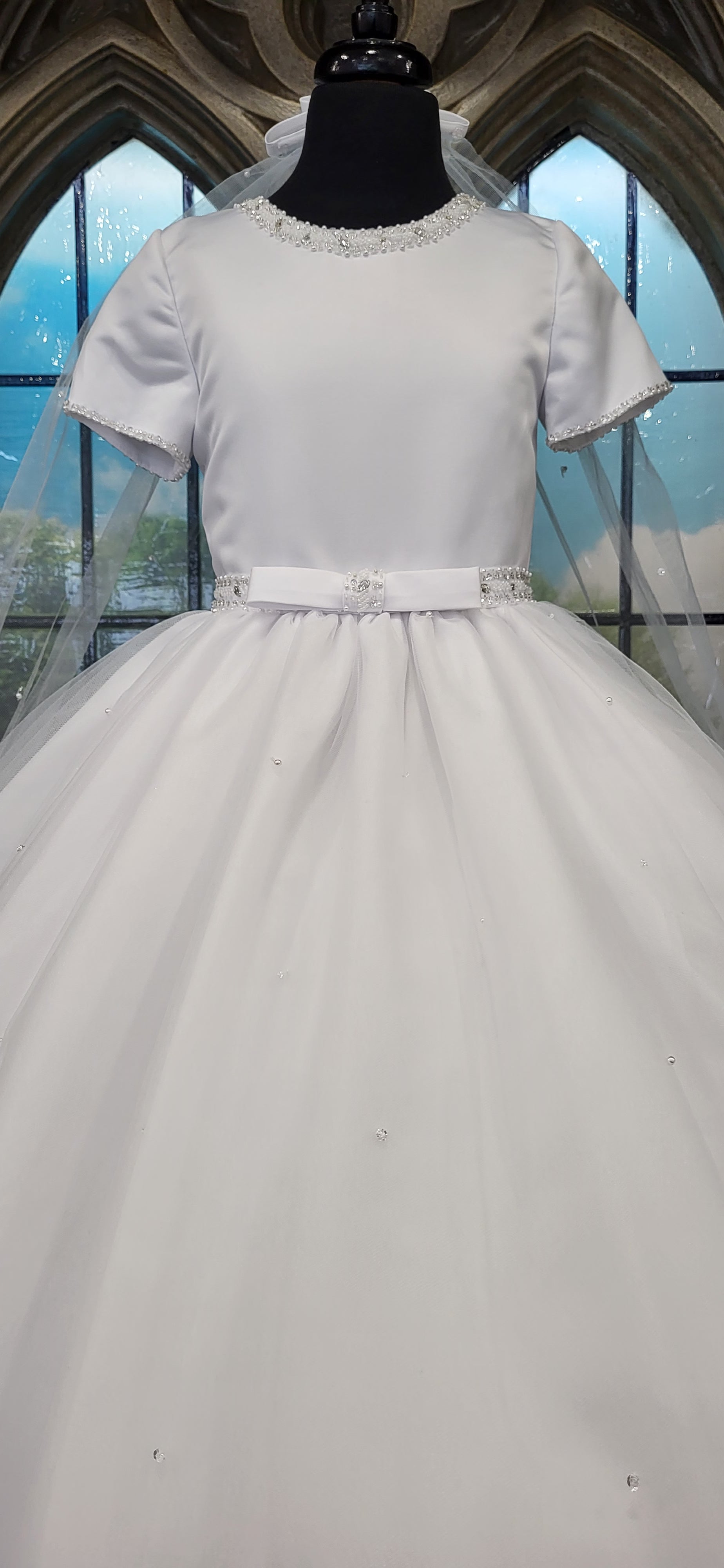 SALE COMMUNION DRESS Exclusive To KINDLE Rosa Bella Girls White Communion Dress:- Margaret Age 6, 10 & 14