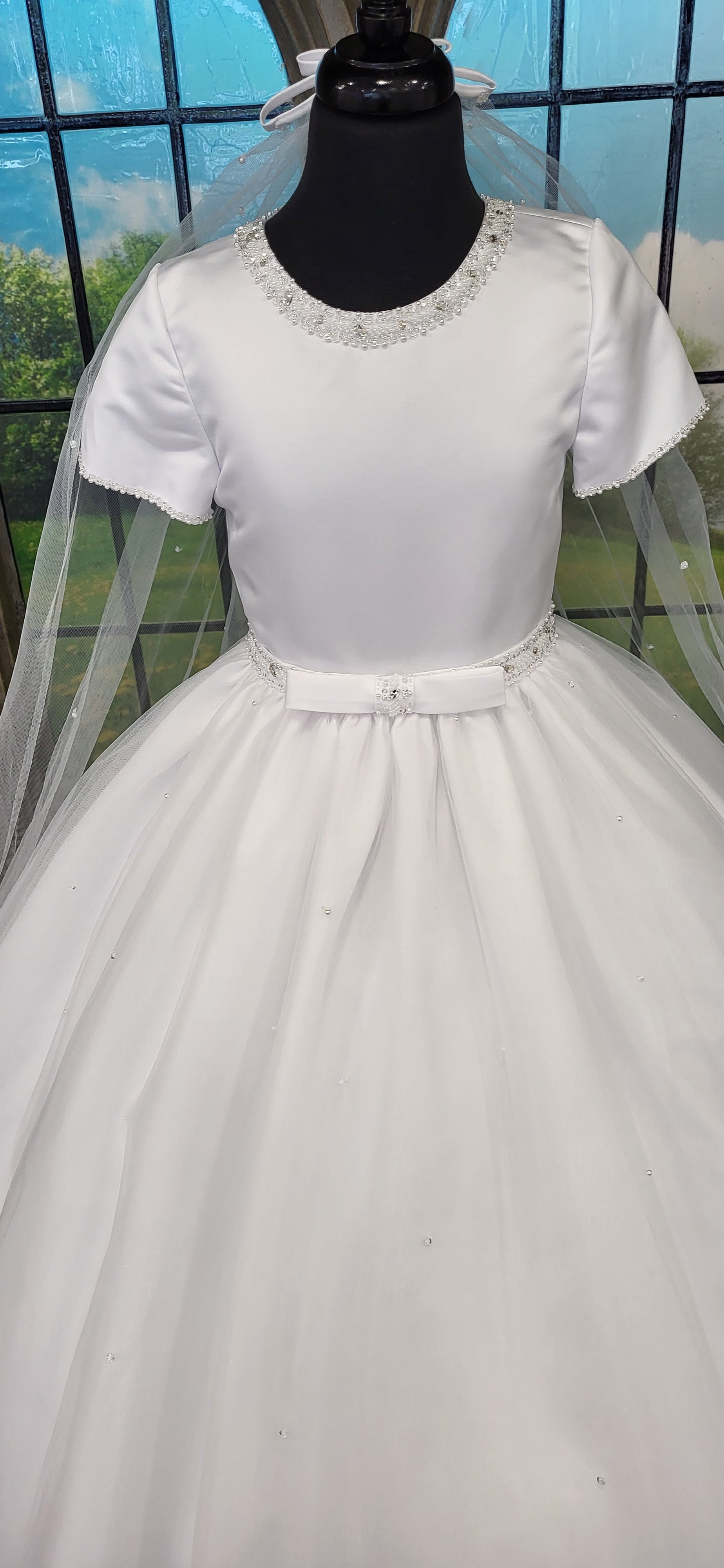 SALE COMMUNION DRESS Exclusive To KINDLE Rosa Bella Girls White Communion Dress:- Margaret Age 6, 10 & 14