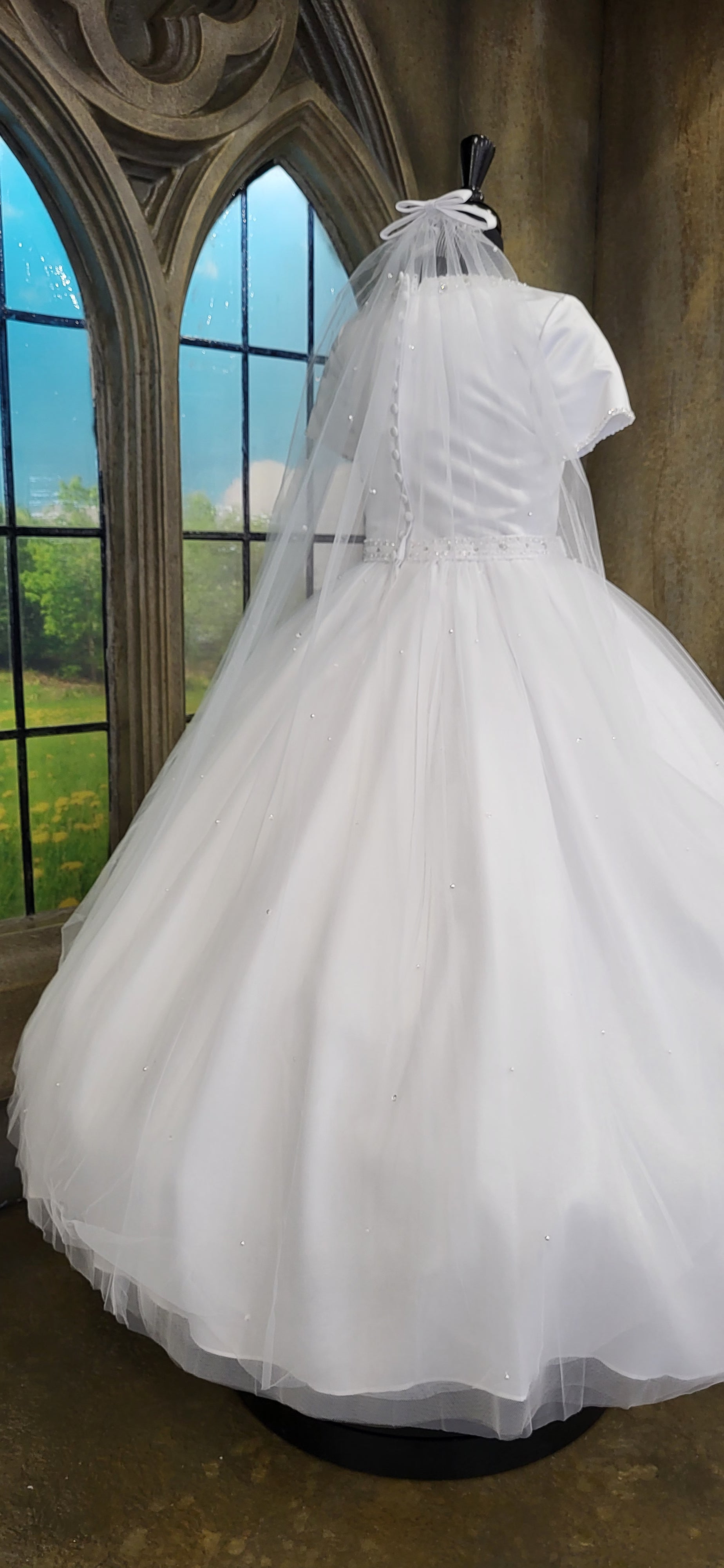 SALE COMMUNION DRESS Exclusive To KINDLE Rosa Bella Girls White Communion Dress:- Margaret Age 6, 10 & 14