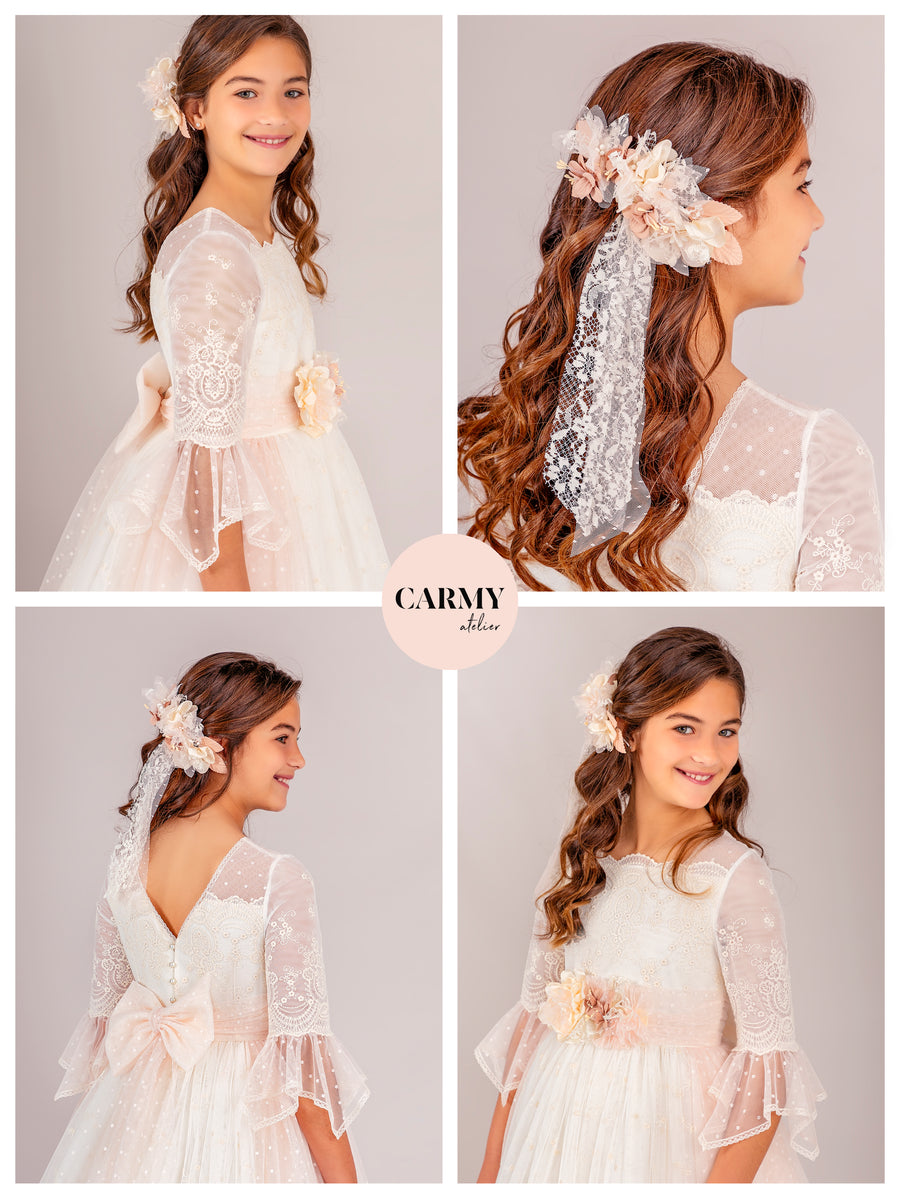 SALE Carmy Girls Holy Communion Dress:- 5203 Ivory