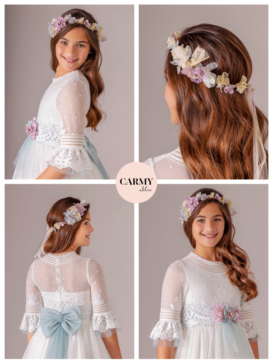 SALE Carmy Girls Holy Communion Dress:- 5502 White