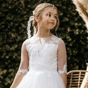 SALE COMMUNION DRESS Emmerling Girls White Communion Dress:- Grita Age 7, 9 & 10