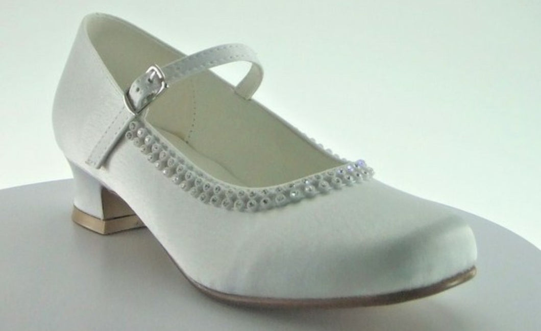Little People Girls White Communion Shoes 4963 Heel