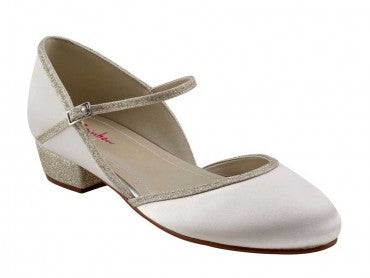 SALE COMMUNION SHOES Rainbow Club 'Dotty' Heel- Ivory Satin
