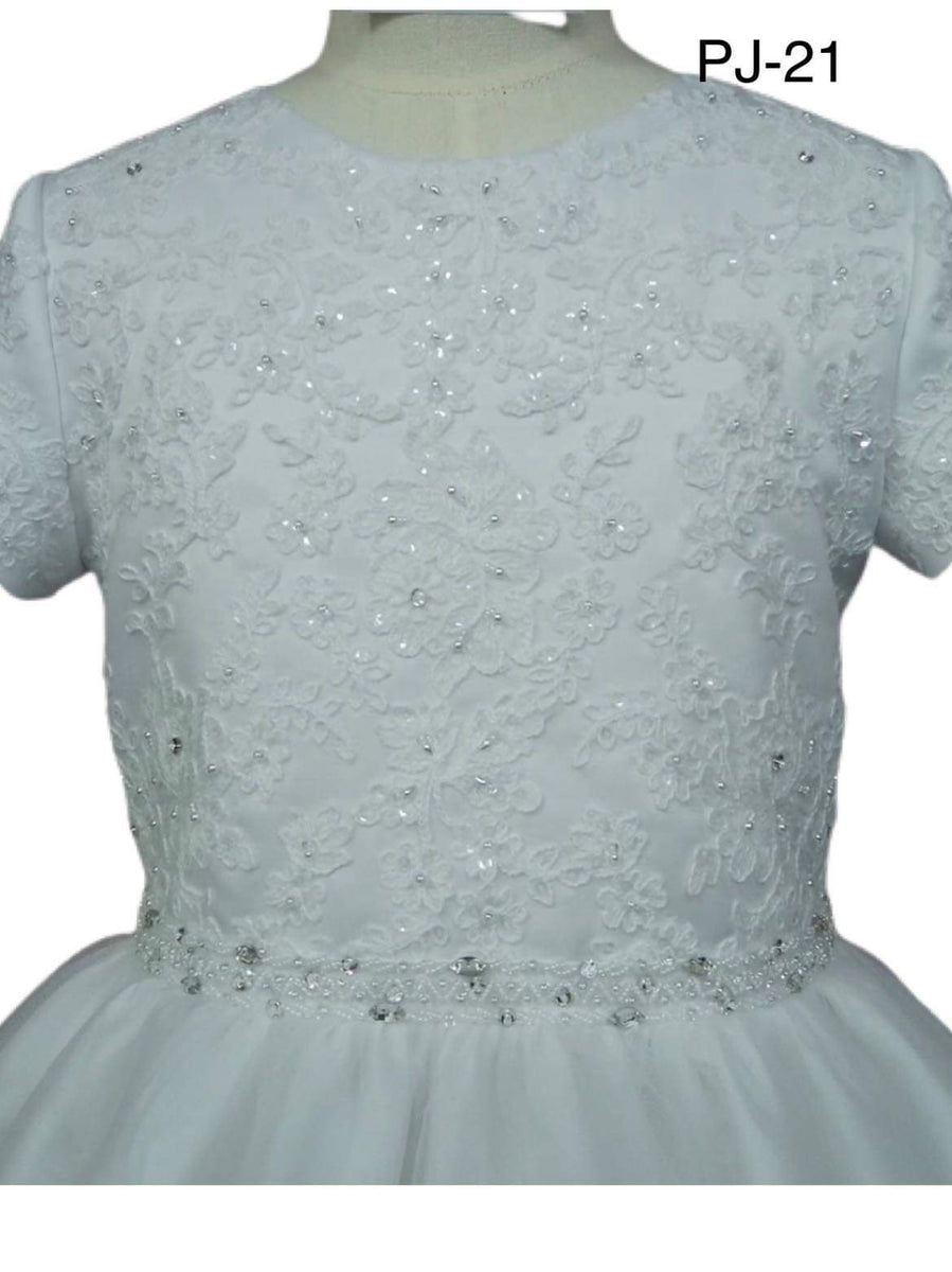 Paula's Communion Girls White Communion Dress:- PJ25