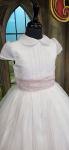 SALE Carmy Girls Communion Dress:- 2902 Short Sleeve Peter Pan Collar AGE 8