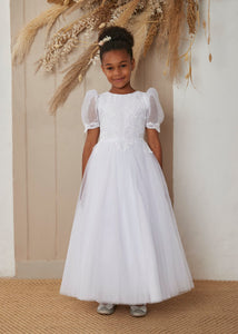 SALE COMMUNION DRESS Chloe Belle Girls White Communion Dress:- CB3301 Age 8