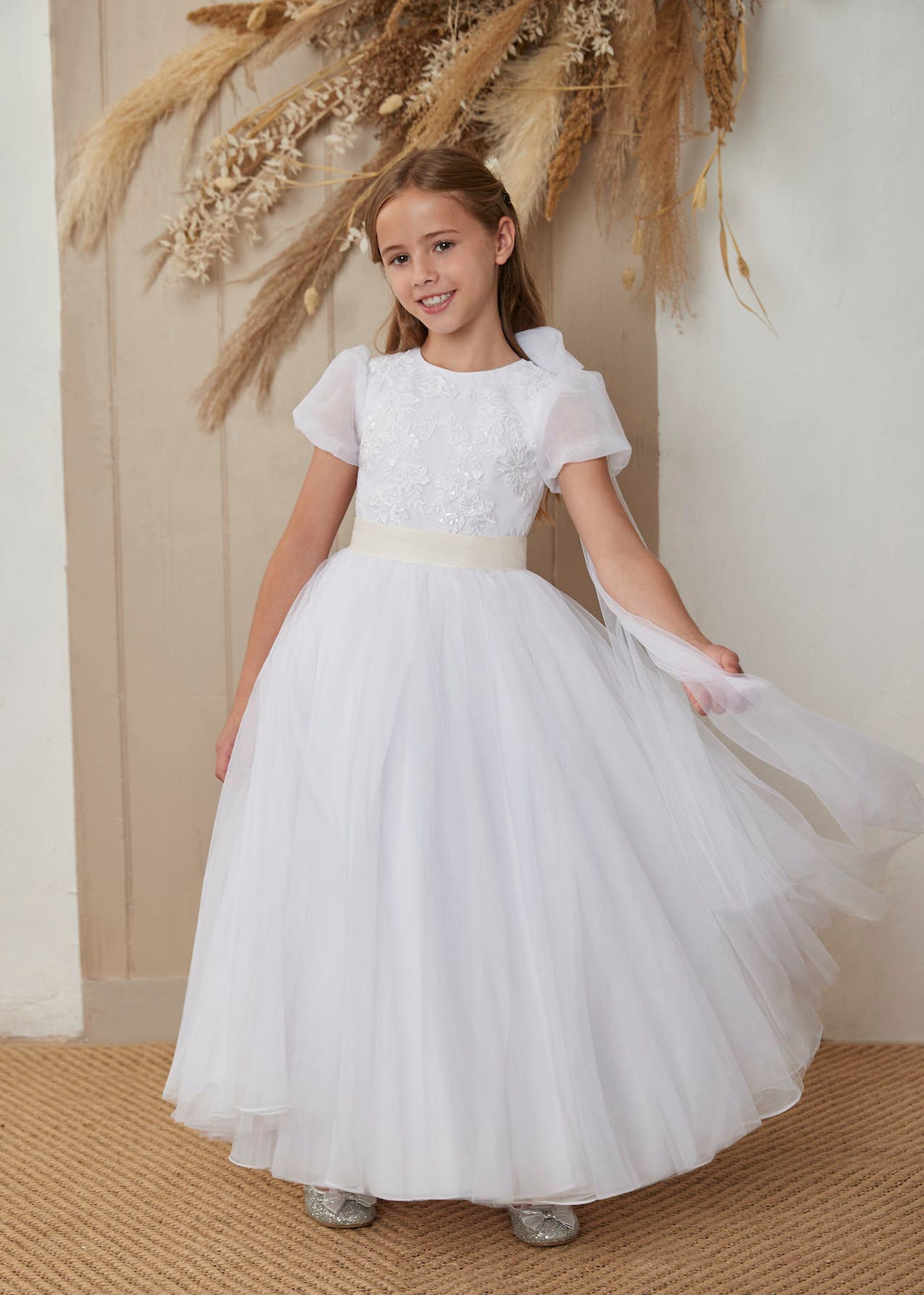 SALE COMMUNION DRESS Chloe Belle Girls White Communion Dress:- CB3307 Age 9