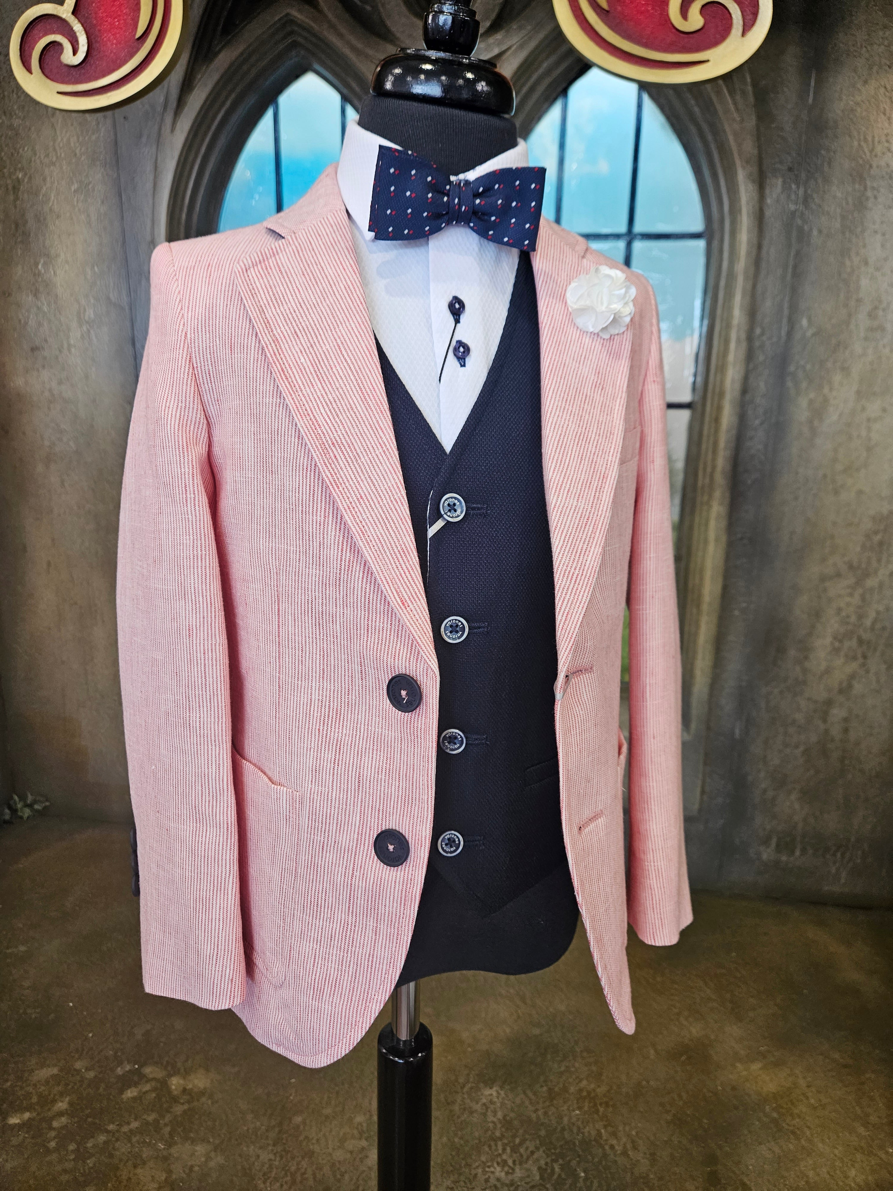 SALE One Varones Boys Pink Stripe Blazer:- 10-0408640