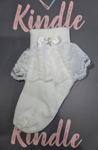 The Starlight Collection Girls Communion Socks:-Denny Rosa Double Frill
