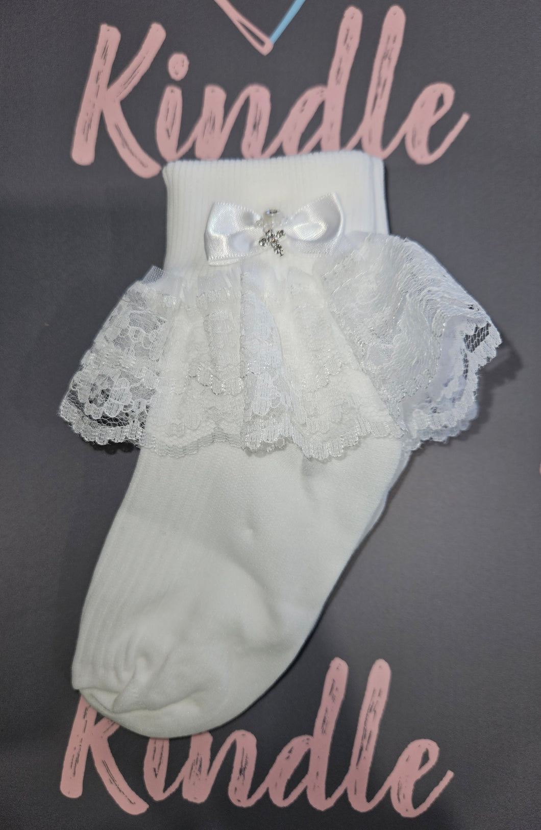 The Starlight Collection Girls Communion Socks:-Denny Rosa Double Frill