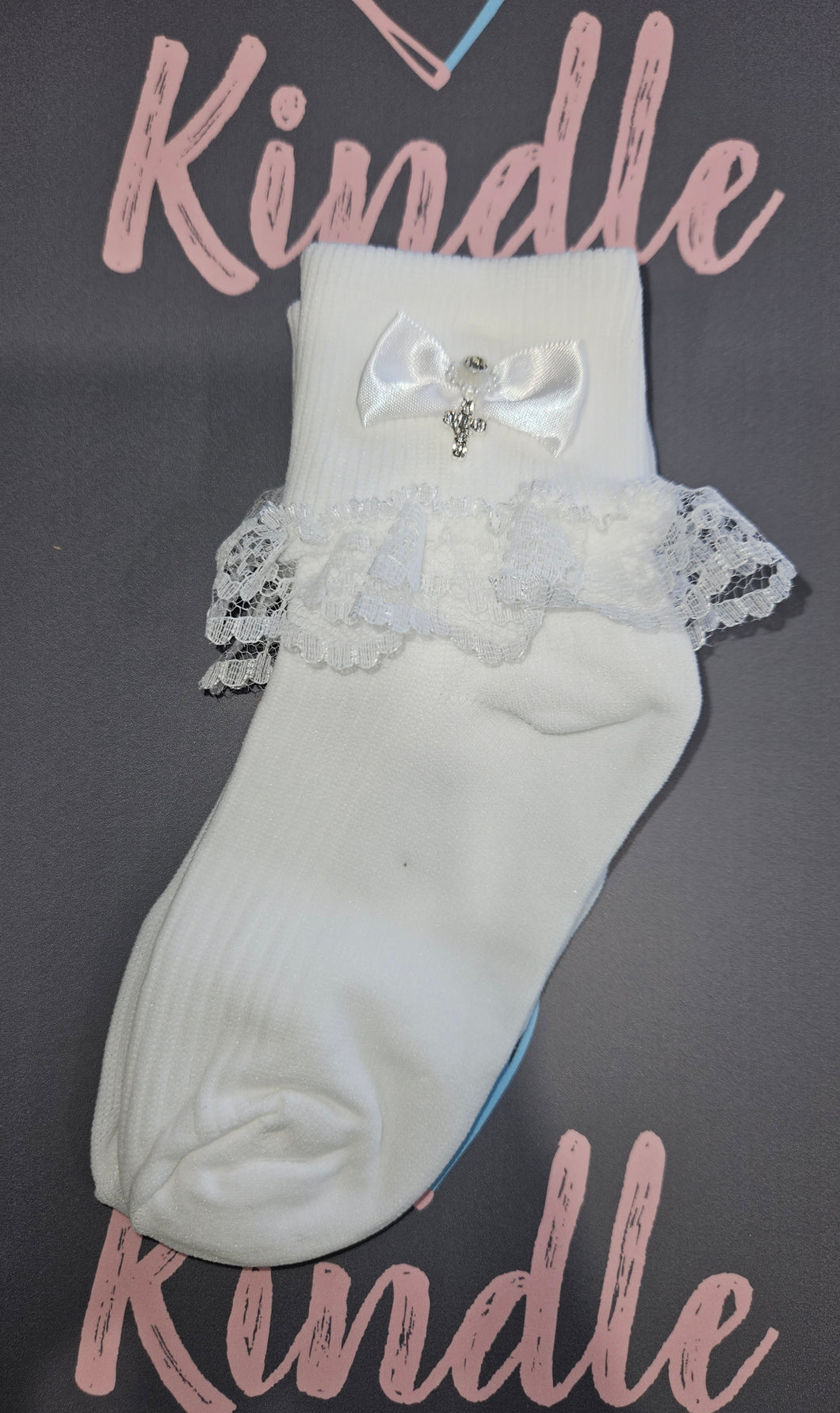 The Starlight Collection Girls Communion Socks:-Tammy Rosa Single Frill
