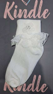 The Starlight Collection Girls Communion Socks:-Tammy Kelly Single Frill