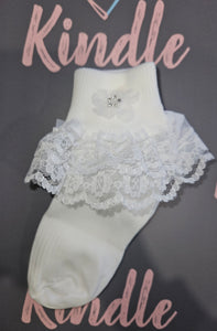 The Starlight Collection Girls Communion Socks:-Denny Kelly Double Frill