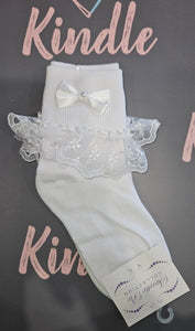 Sweetie Pie Girls White Communion Socks:- S5135