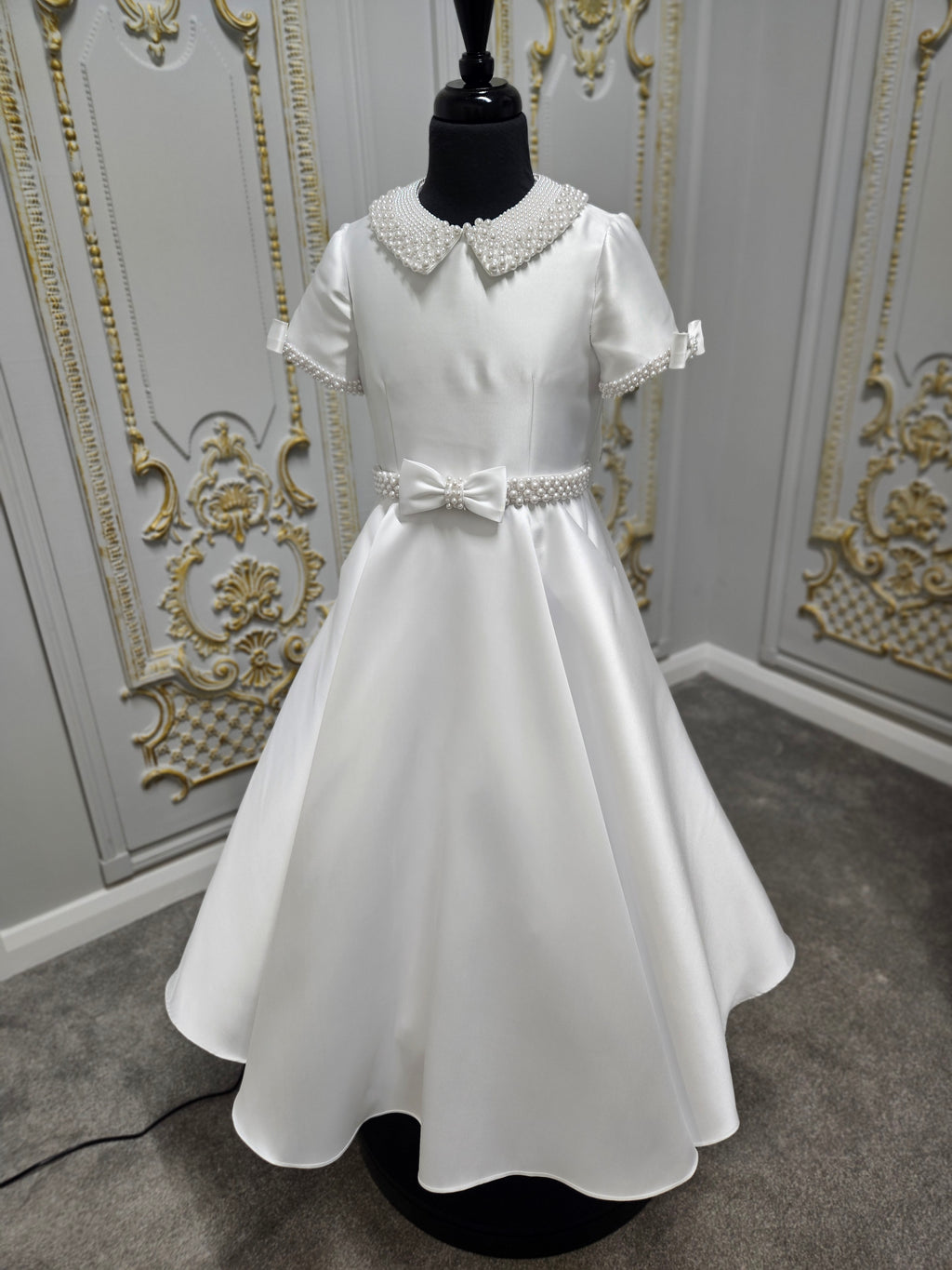 SALE COMMUNION DRESS Isabella Girls White Communion Dress:- IS25374 Age 6