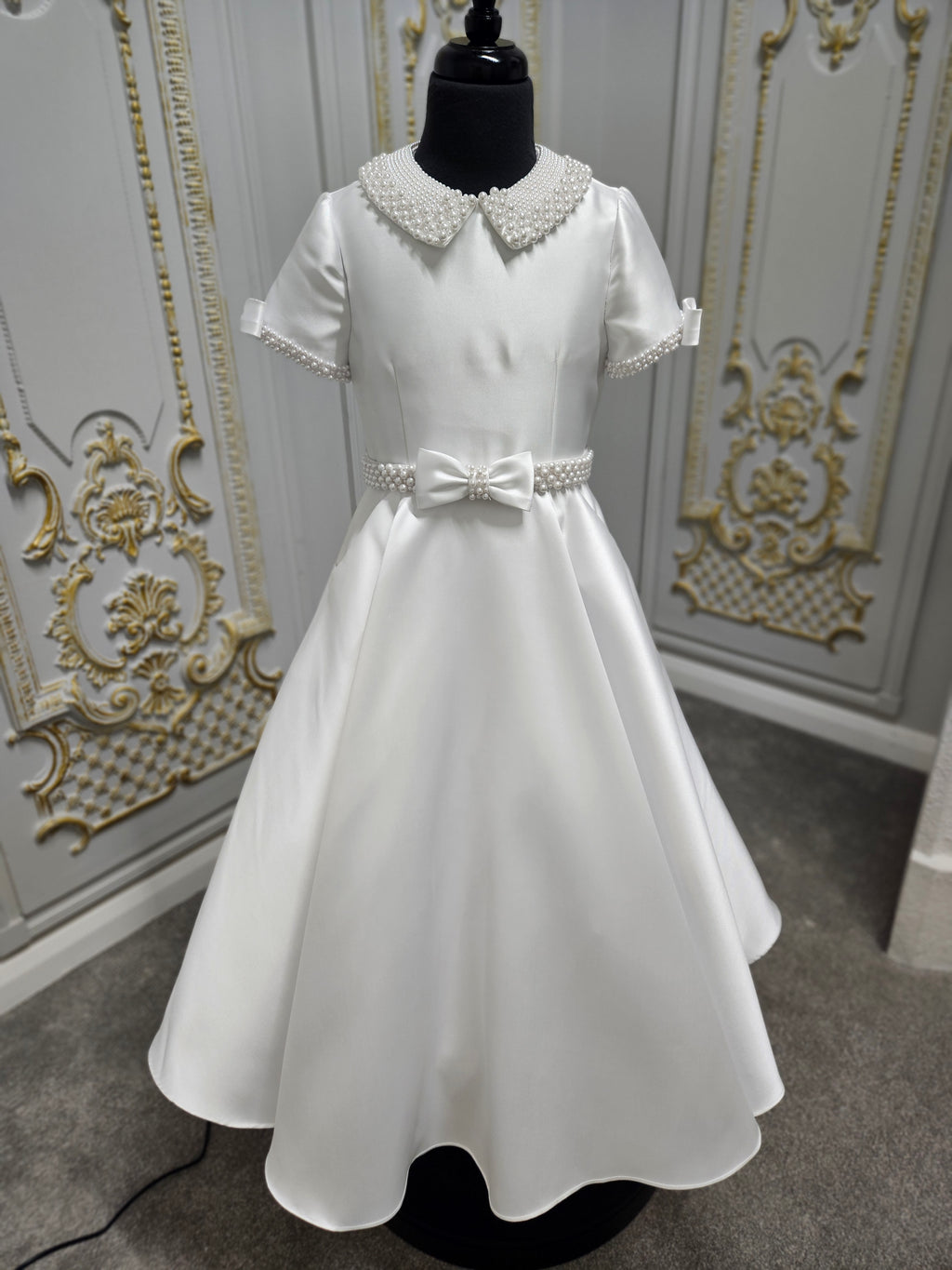 SALE COMMUNION DRESS Isabella Girls White Communion Dress:- IS25374 Age 6