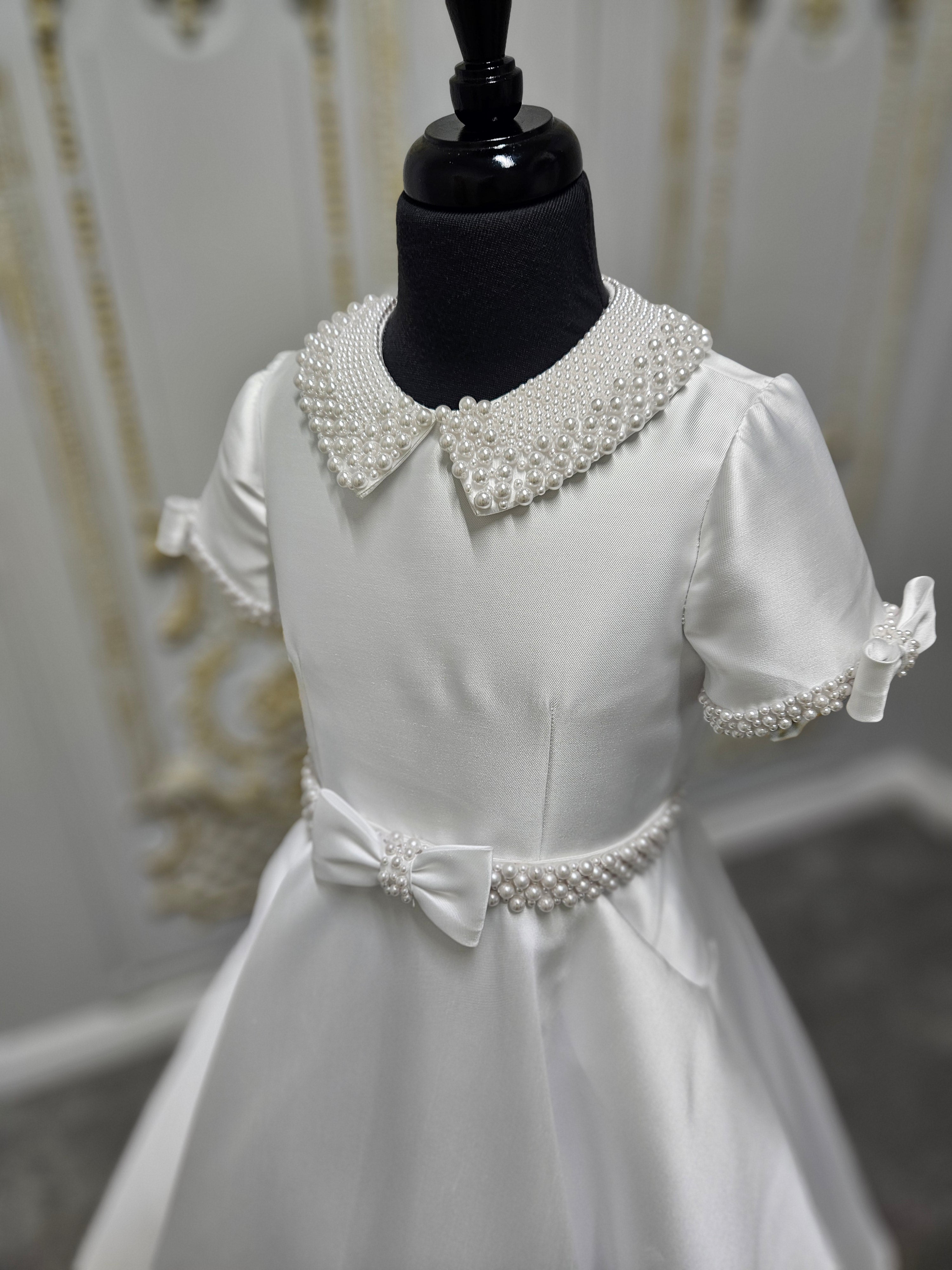 SALE COMMUNION DRESS Isabella Girls White Communion Dress:- IS25374 Age 6