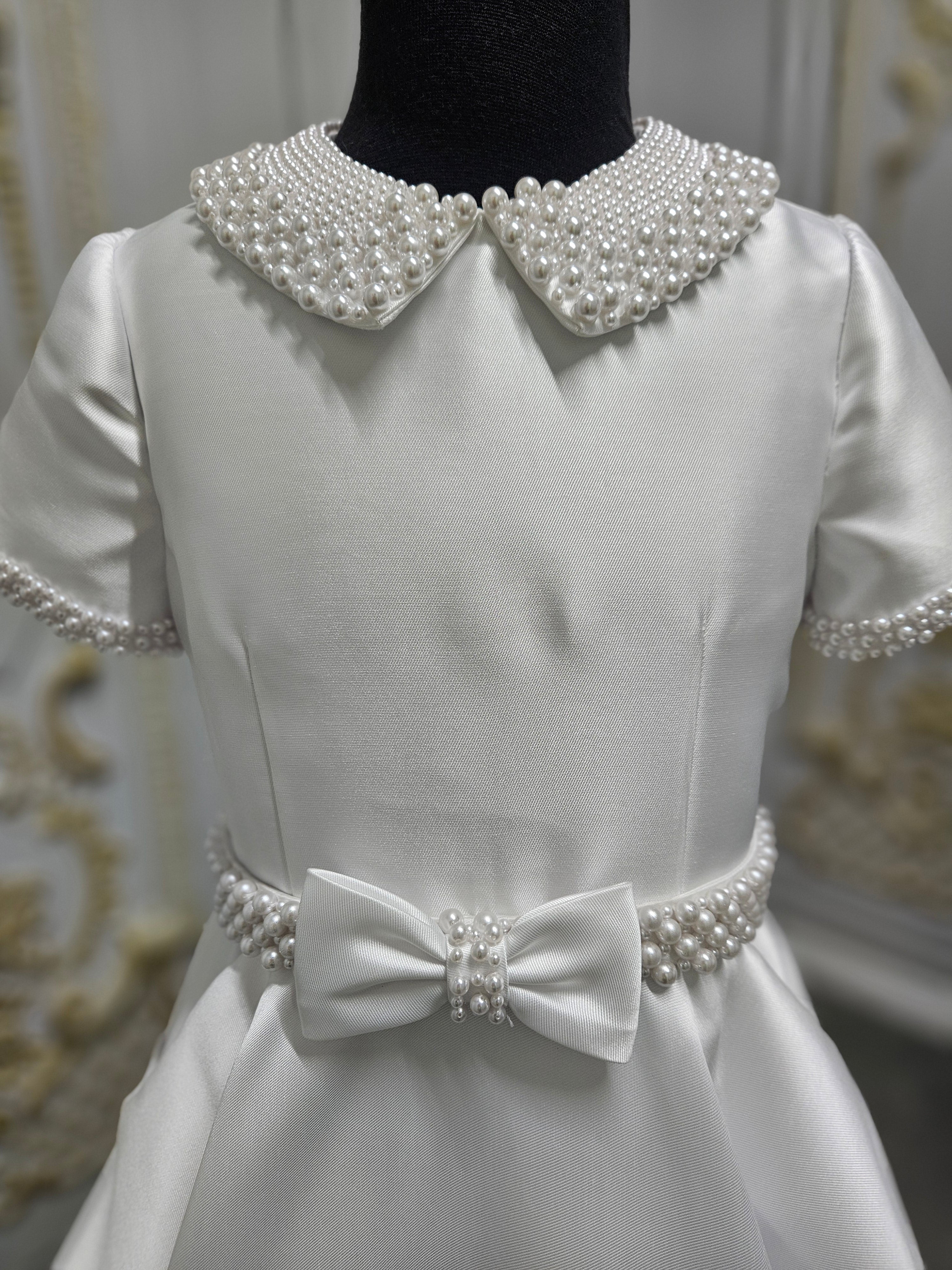 SALE COMMUNION DRESS Isabella Girls White Communion Dress:- IS25374 Age 6