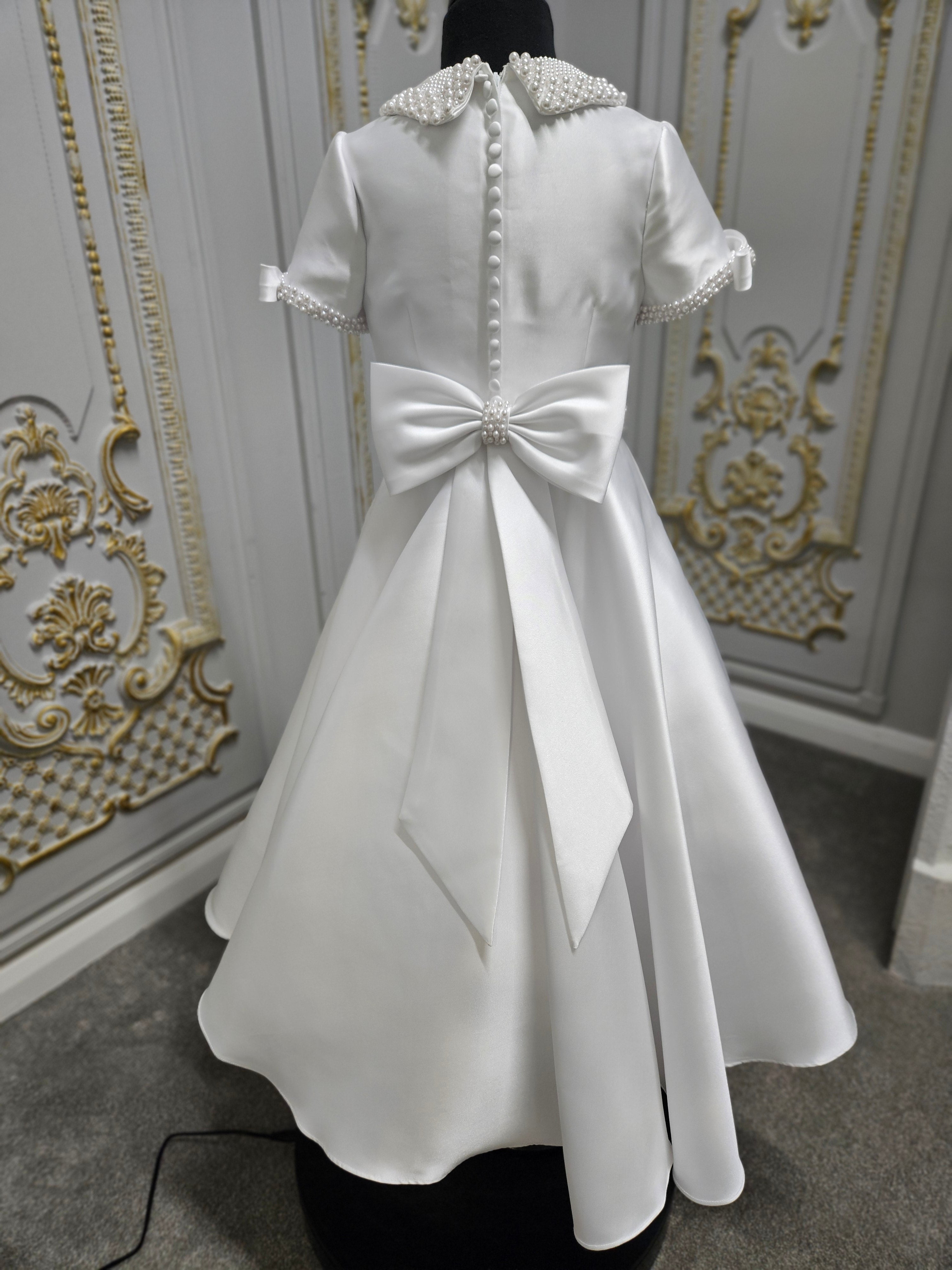SALE COMMUNION DRESS Isabella Girls White Communion Dress:- IS25374 Age 6
