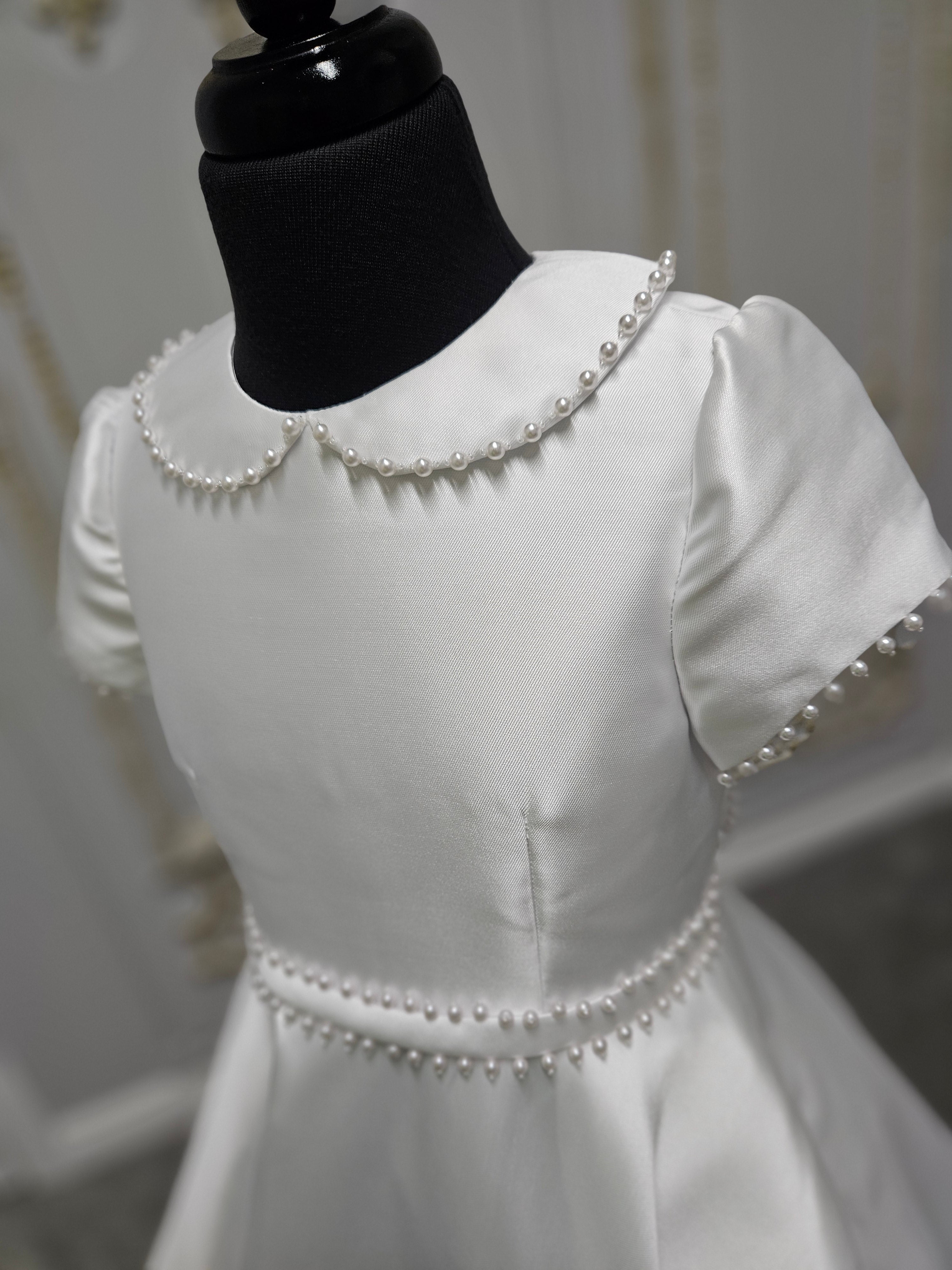 SALE COMMUNION DRESS Isabella Girls White Communion Dress:- IS25358 Age 6