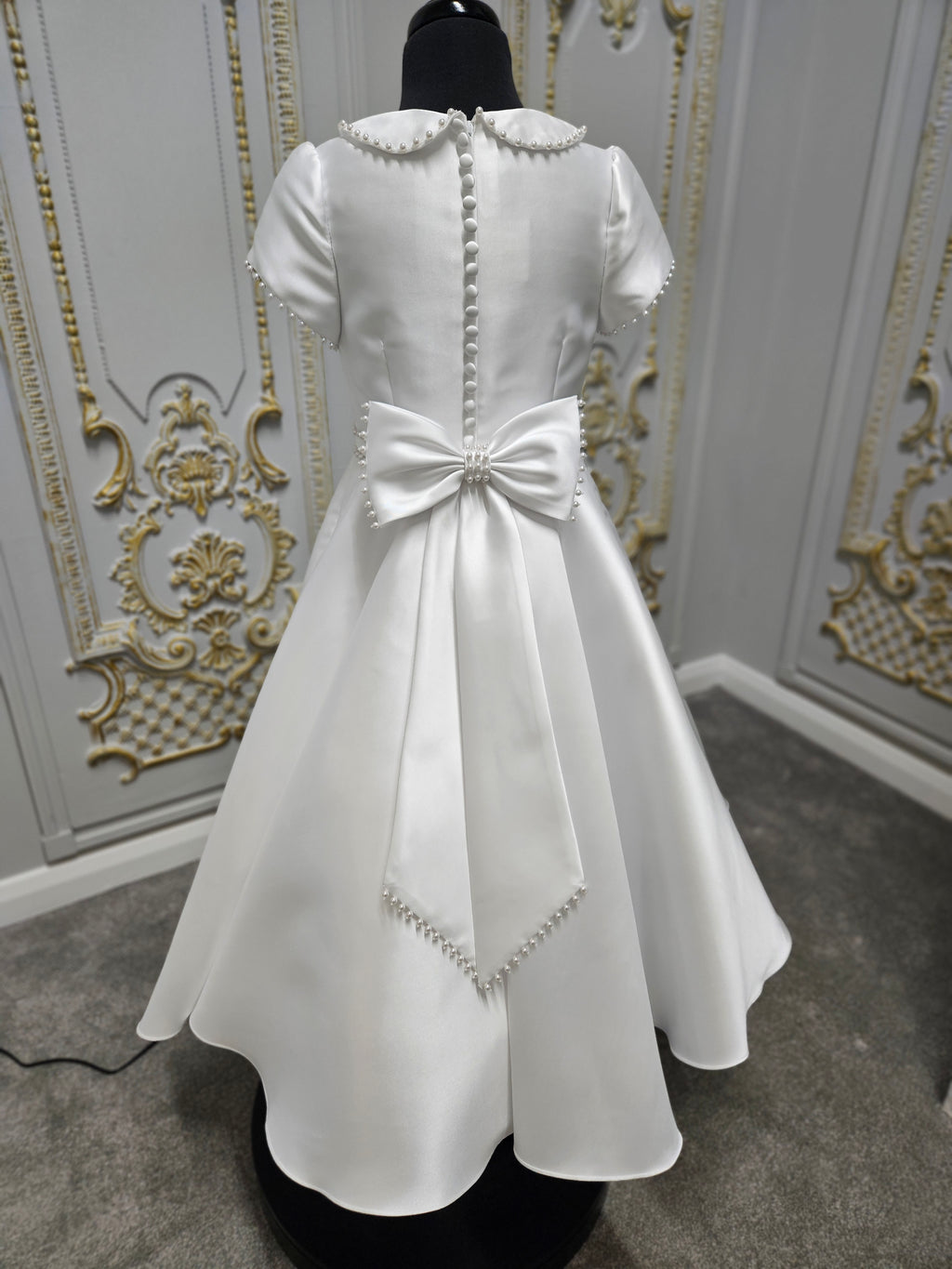 SALE COMMUNION DRESS Isabella Girls White Communion Dress:- IS25358 Age 6