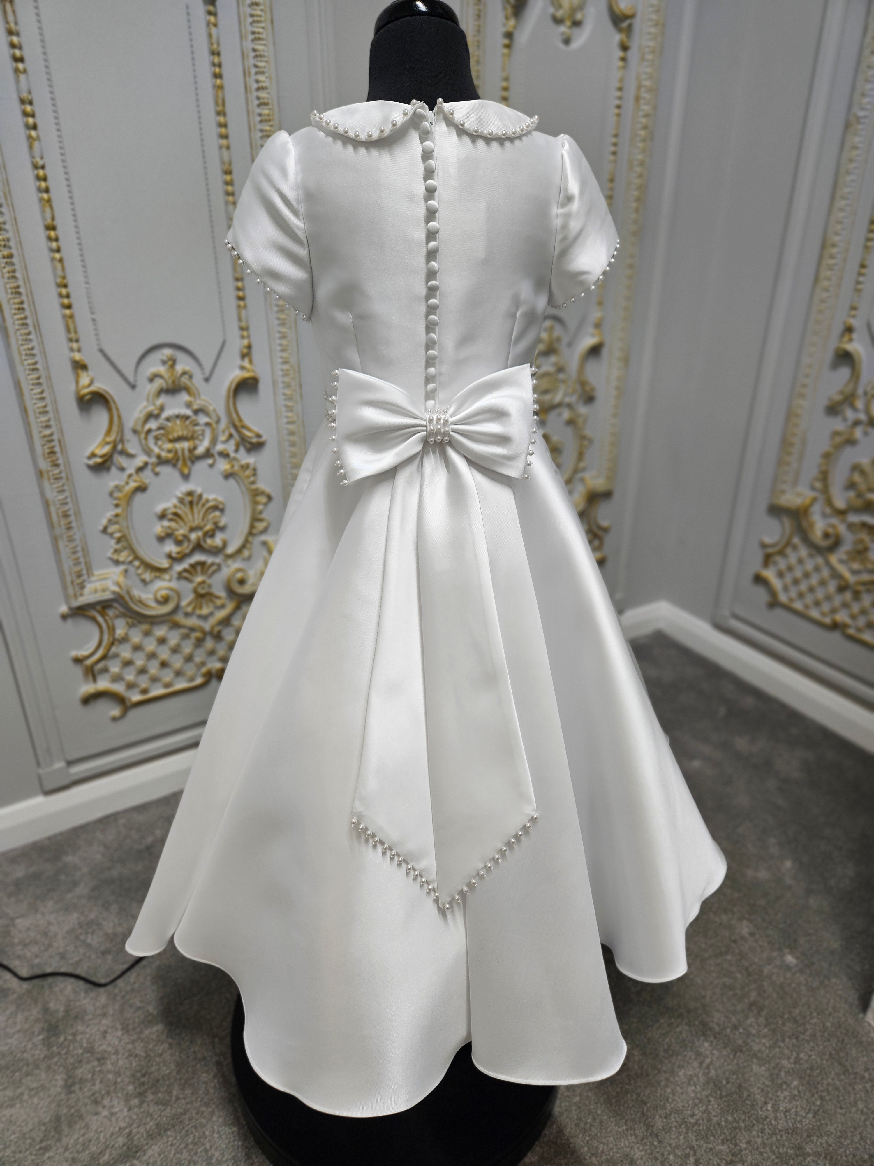 SALE COMMUNION DRESS Isabella Girls White Communion Dress:- IS25358 Age 6