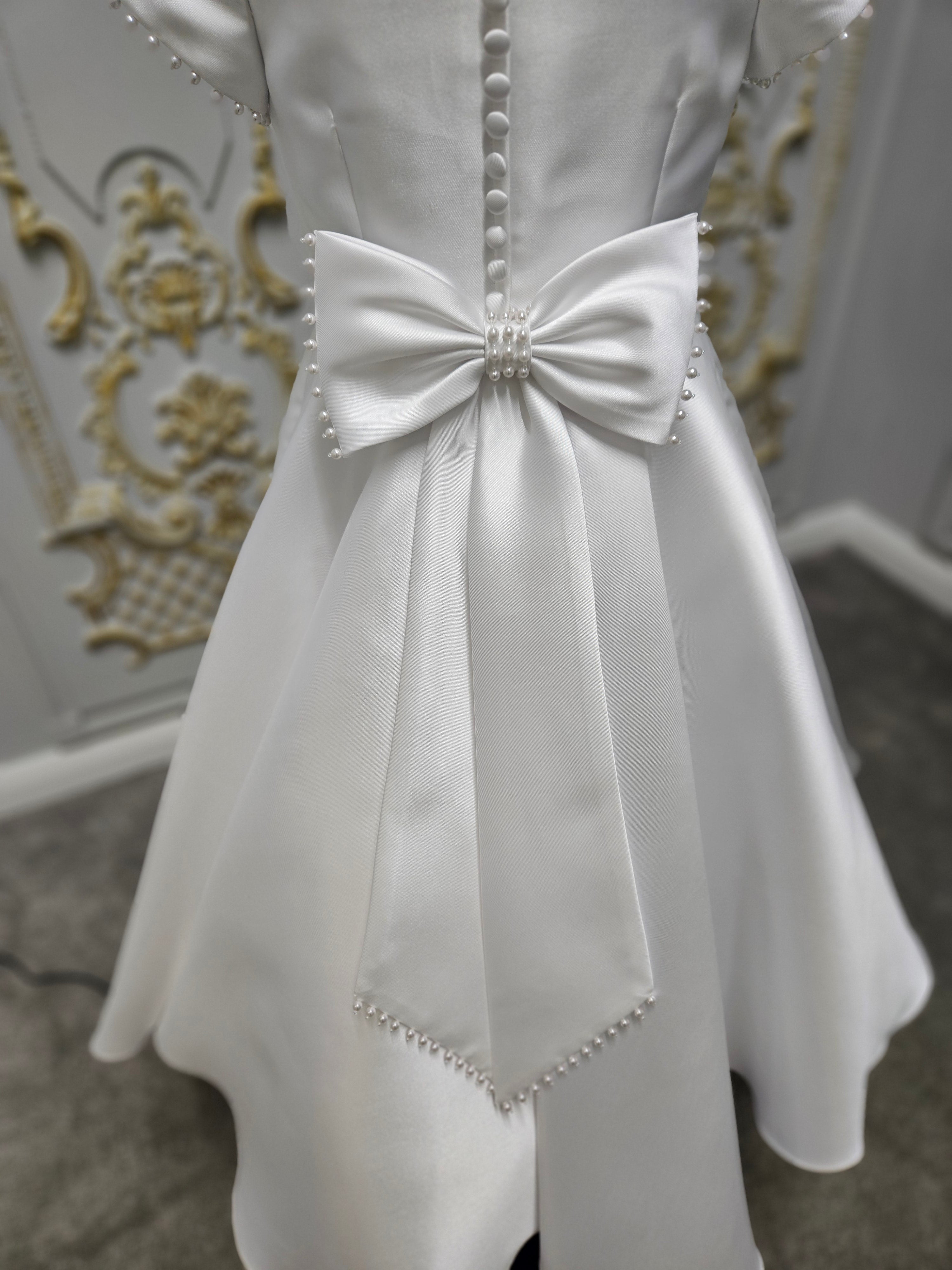 SALE COMMUNION DRESS Isabella Girls White Communion Dress:- IS25358 Age 6