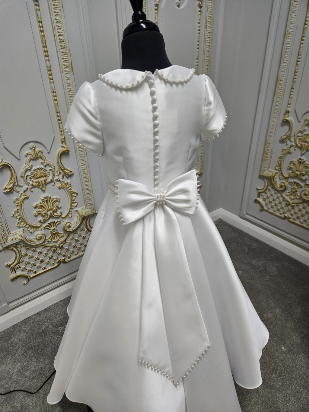 SALE COMMUNION DRESS Isabella Girls White Communion Dress:- IS25358 Age 6