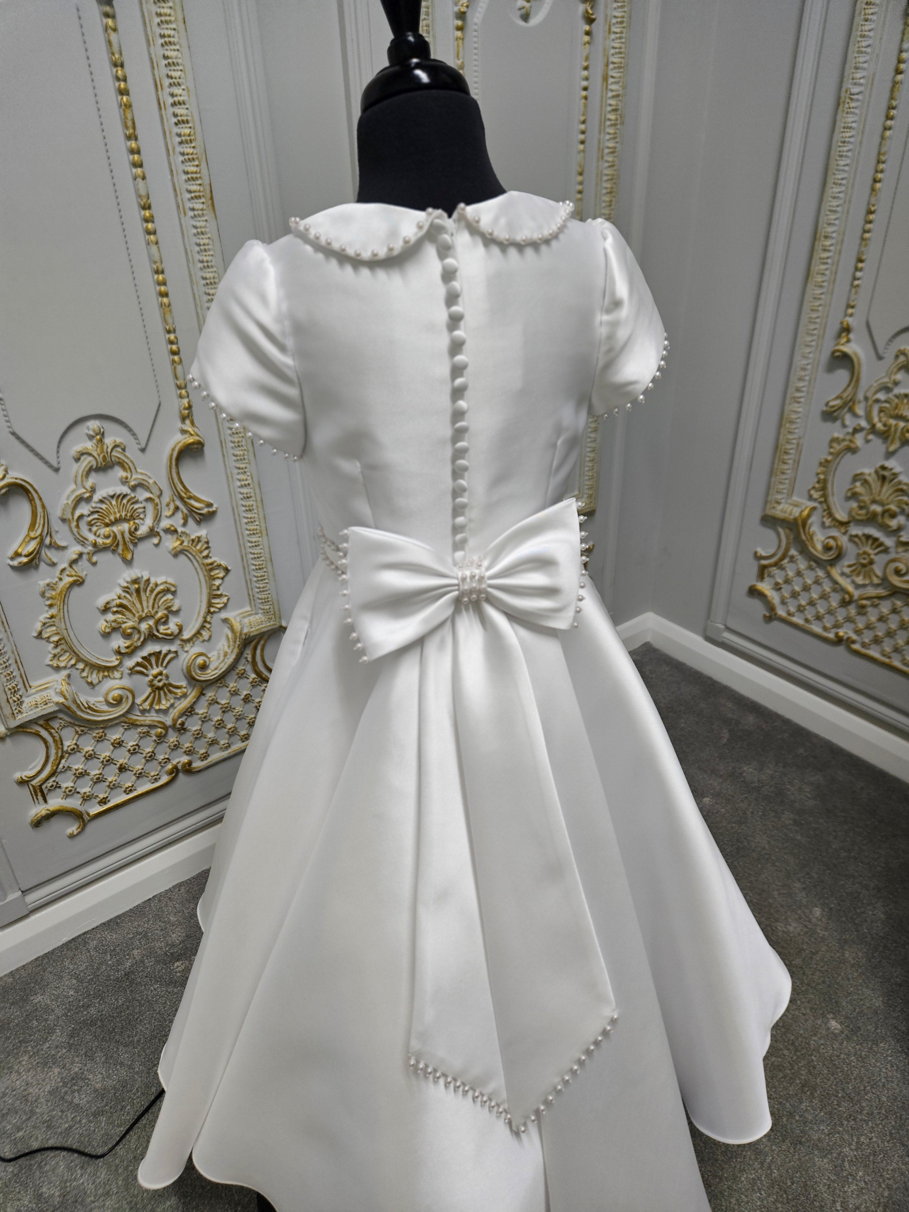 SALE COMMUNION DRESS Isabella Girls White Communion Dress:- IS25358 Age 6