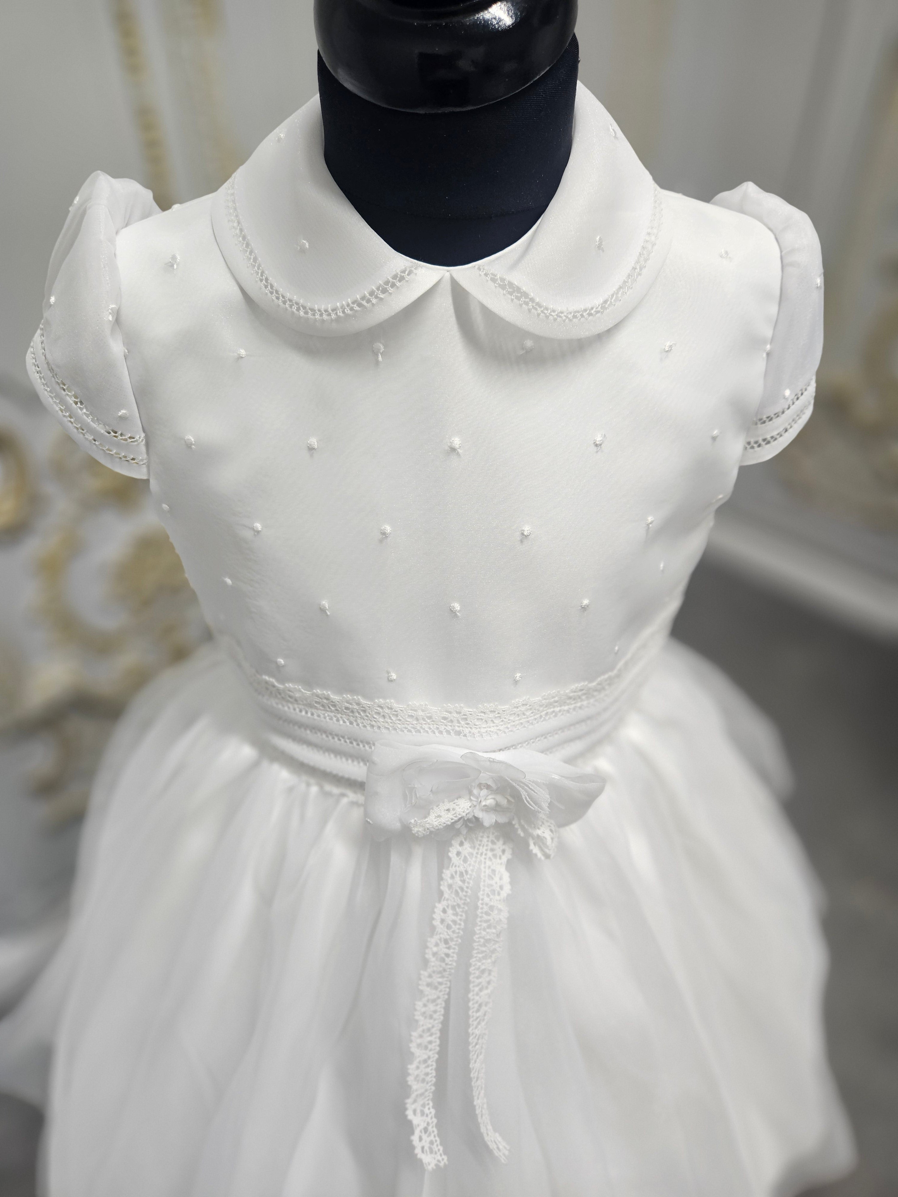 Carmy Girls Holy Communion Dress:- 5502 White Age Knee Length