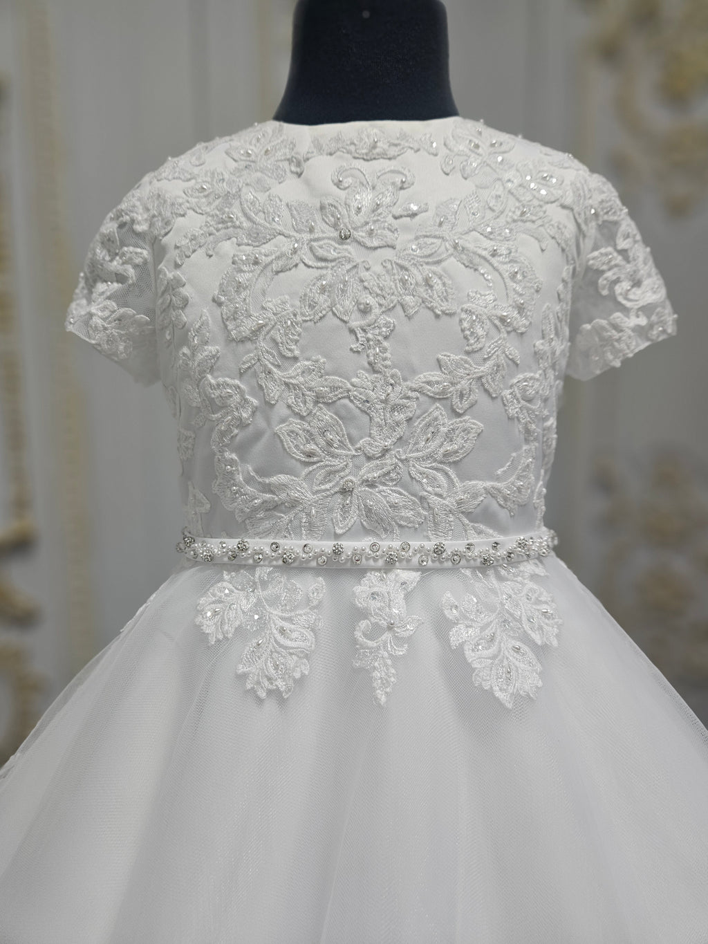 SALE COMMUNION DRESS Little People Girls White Communion Dress:- Malta Age 7