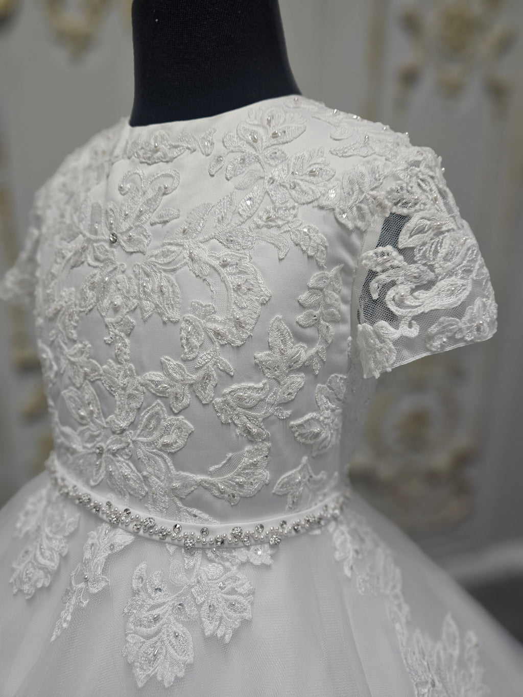 SALE COMMUNION DRESS Little People Girls White Communion Dress:- Malta Age 7