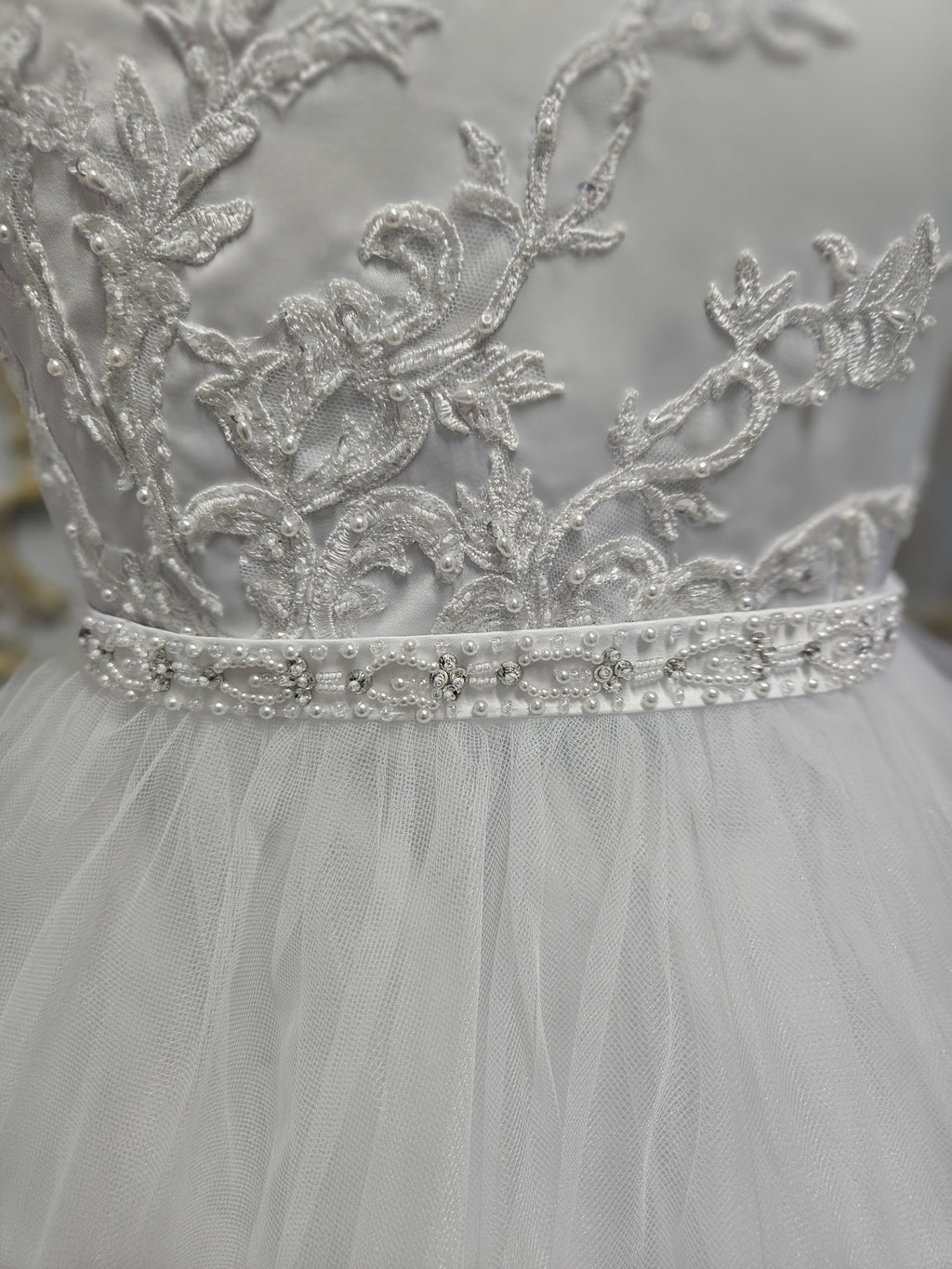 SALE COMMUNION DRESS Little People Girls White Communion Dress:- Quincee Age 6, 7 & 8