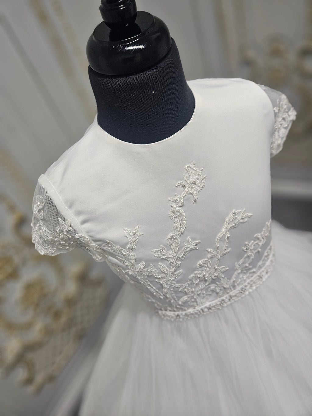 SALE COMMUNION DRESS Little People Girls White Communion Dress:- Quincee Age 6, 7 & 8