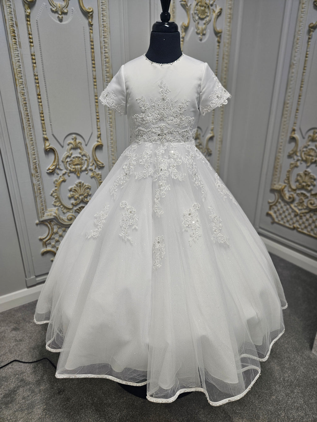 SALE COMMUNION DRESS Little People Girls White Communion Dress:- Pixi Age 8