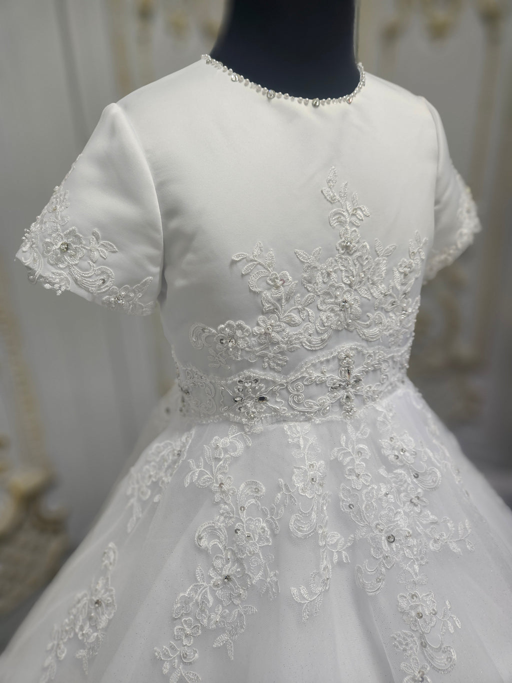 SALE COMMUNION DRESS Little People Girls White Communion Dress:- Pixi Age 8