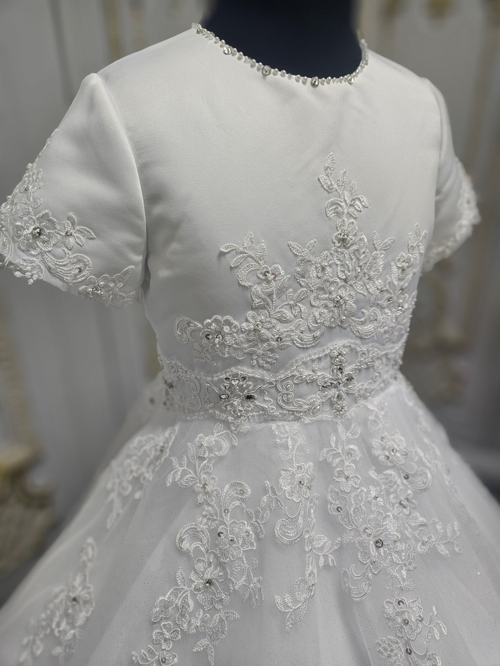 SALE COMMUNION DRESS Little People Girls White Communion Dress:- Pixi Age 8