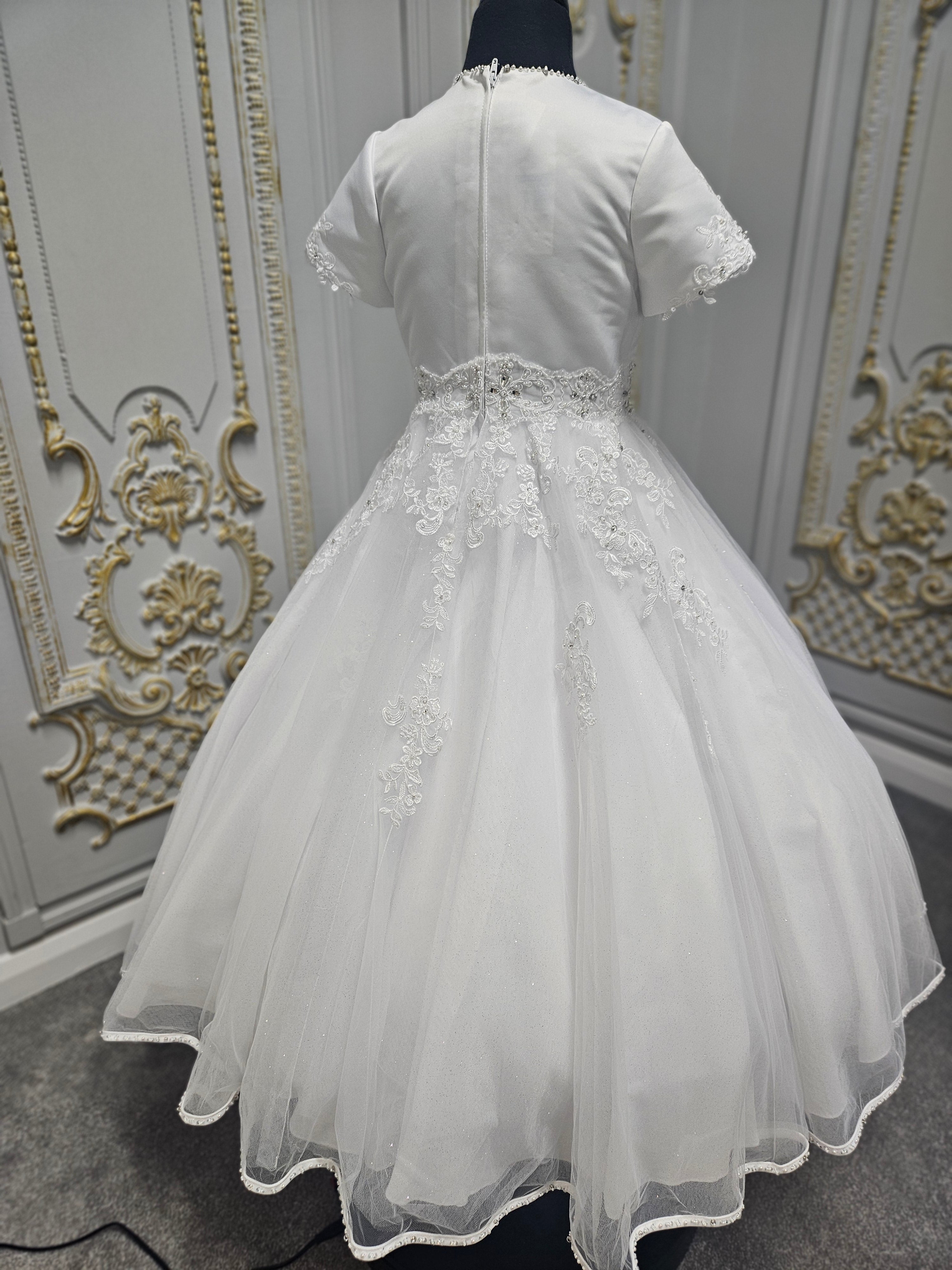 SALE COMMUNION DRESS Little People Girls White Communion Dress:- Pixi Age 8