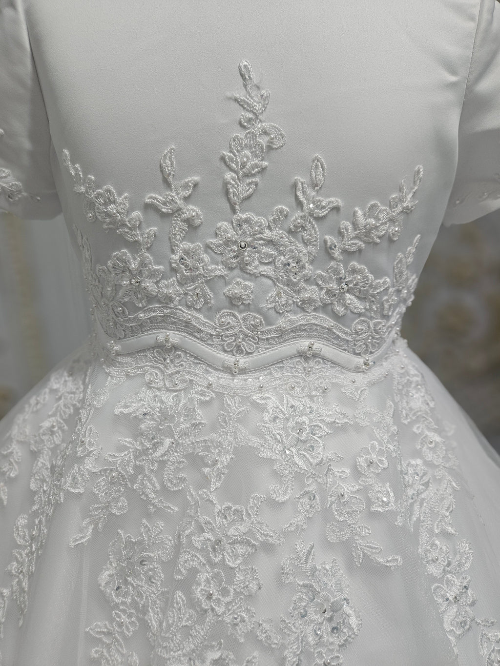 SALE COMMUNION DRESS Little People Girls White Communion Dress:- St Lucia Age 6, 7, 8 & 9