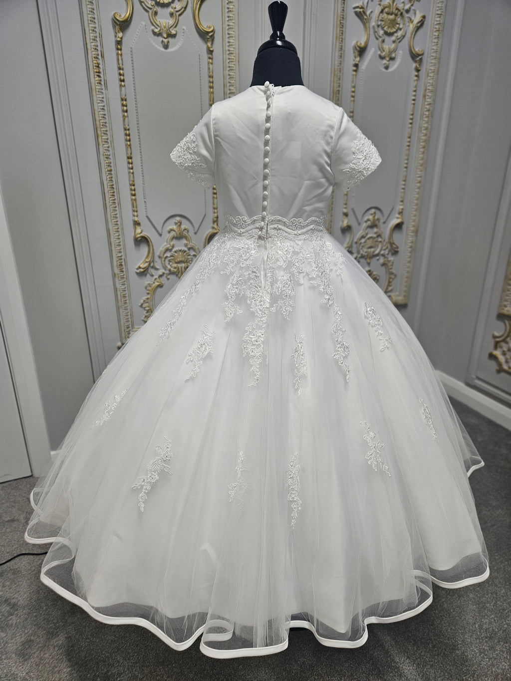 SALE COMMUNION DRESS Little People Girls White Communion Dress:- St Lucia Age 6, 7, 8 & 9