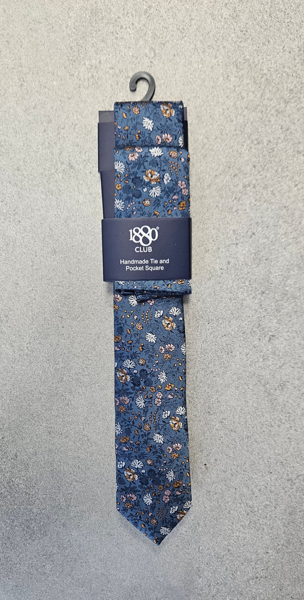 1880 Club Boys Tie & Pocket Square:- Blue Floral