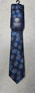 1880 Club Boys Tie & Pocket Square:- Blue & Orange