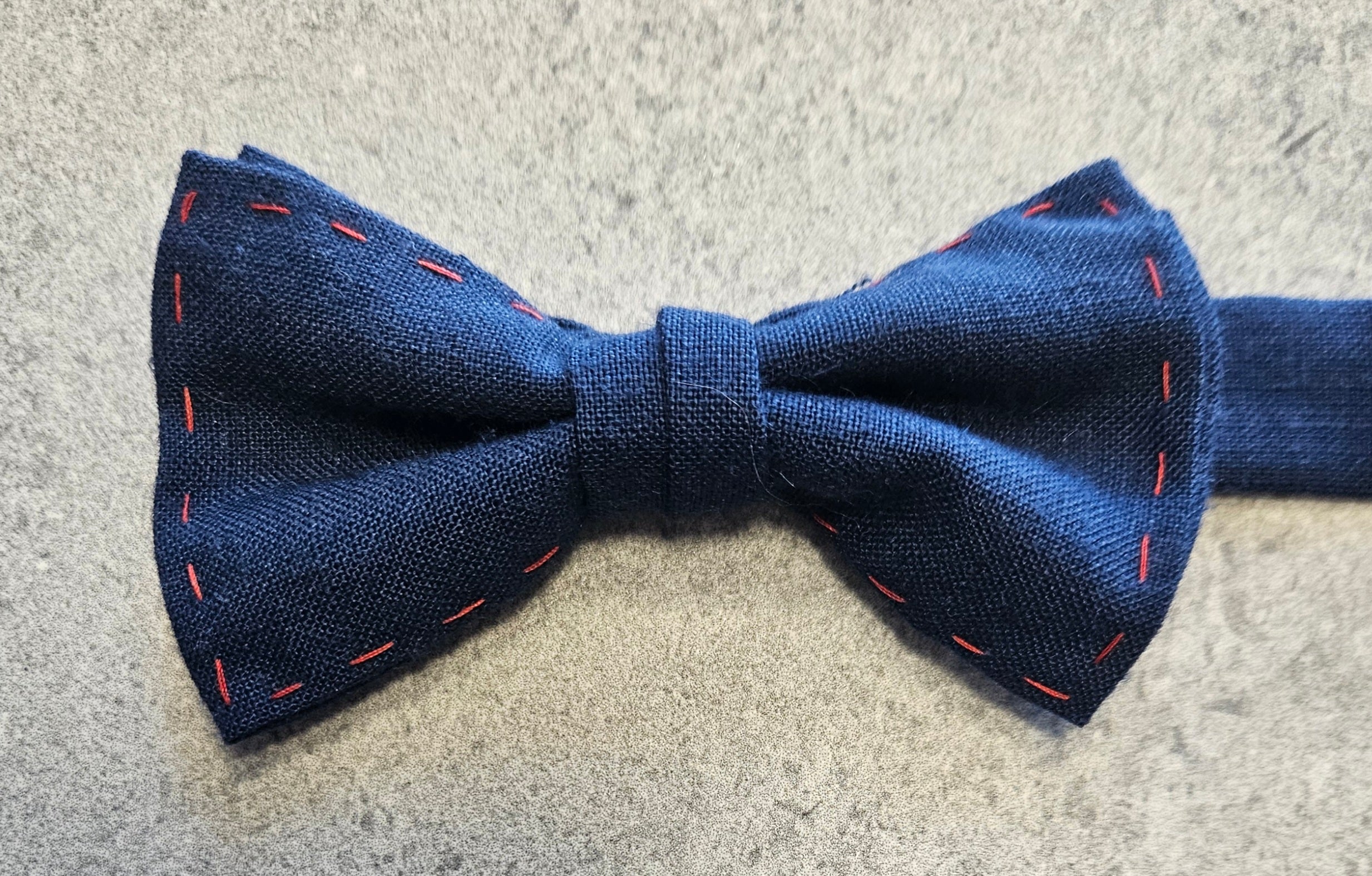 SALE One Varones Boys Navy Bow Tie With Red Stitching