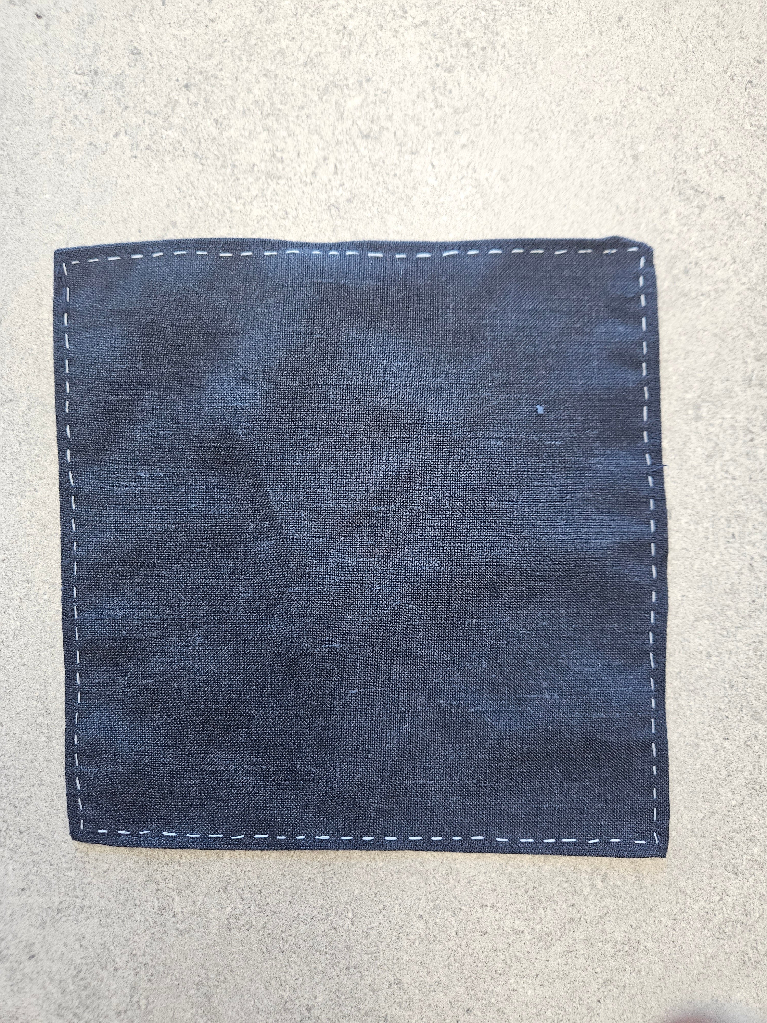 SALE One Varones Boys Pocket Square:- Navy With Pale Blue Stitching